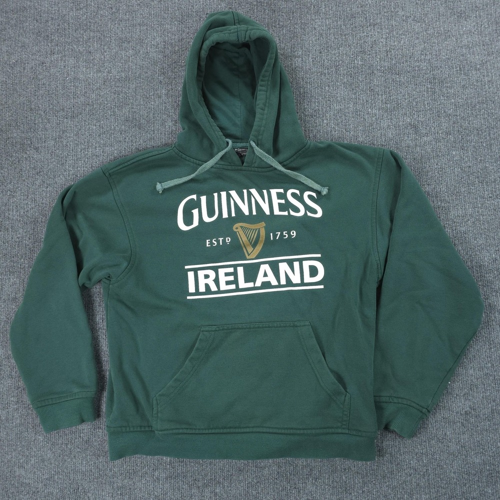 Guinness Hoodie Mens Small Green Pullover Fleece Sweatshirt Ireland Beer Logo